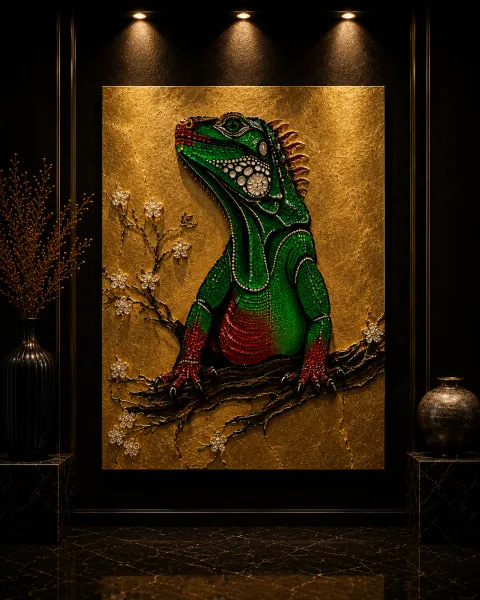 Leguan auf Gold